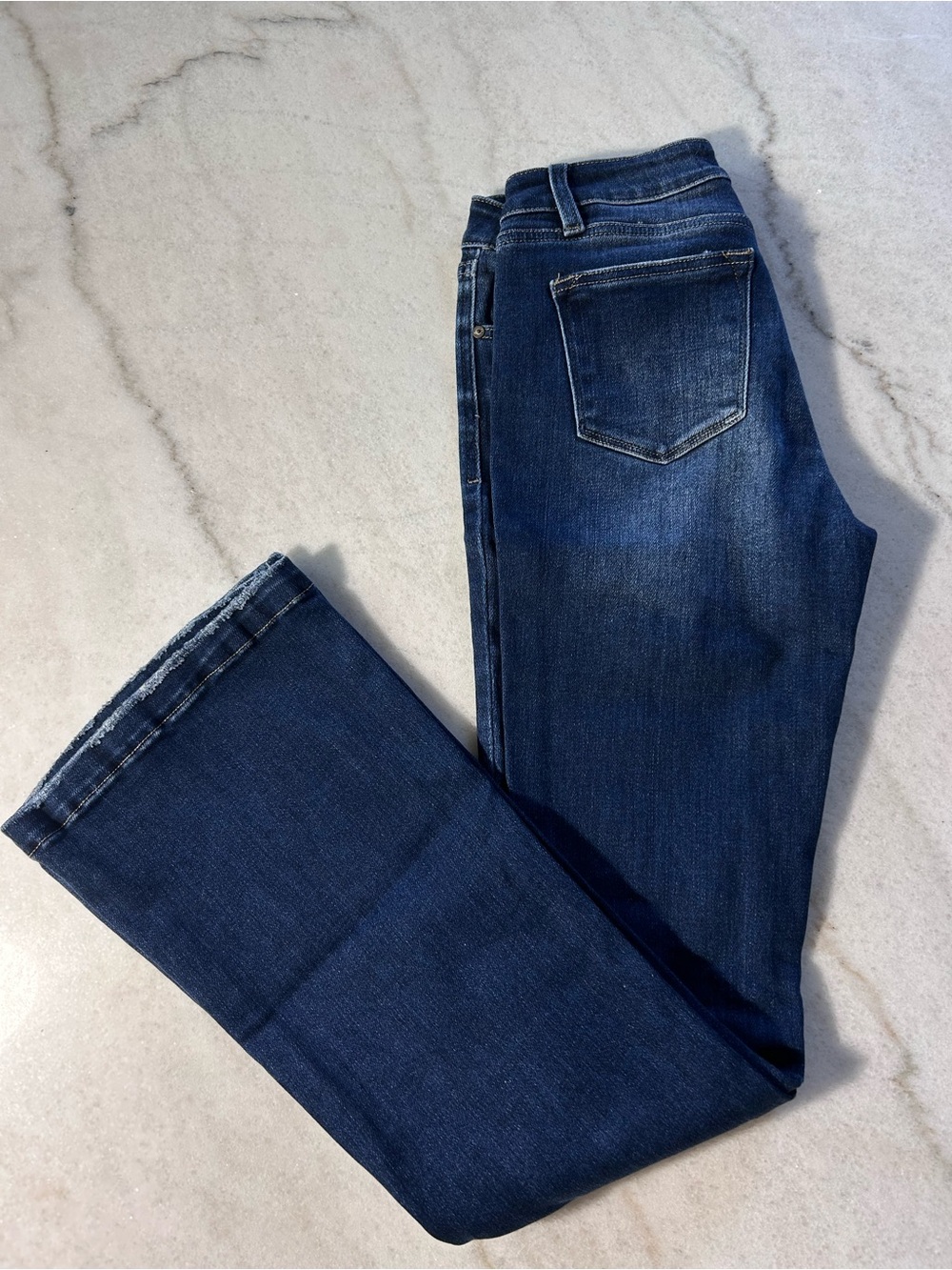 KanCan Dark Blue Distressed Flare Jeans - Picture 3 of 5